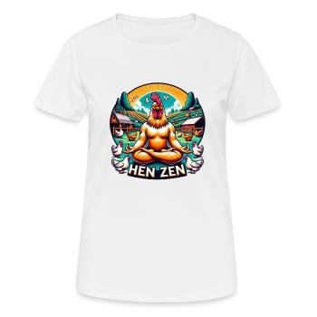 Hen Zen Hahn Hühner Bauernhof - Frauen T-Shirt atmungsaktiv - Weiß - Vorne - AI Model Female 172 dark (172cm)
