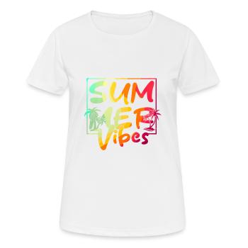 Summer Vibes Bunte Palme Retro Sommer - Frauen T-Shirt atmungsaktiv - Weiß - Vorne - AI Model Female 172 dark (172cm)