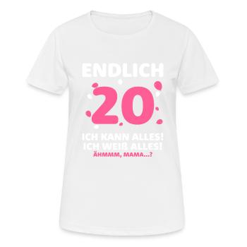 Enfin 20 je peux tout faire, je sais tout - T-shirt respirant Femme - blanc - Devant - AI Model Female 172 dark (172cm)