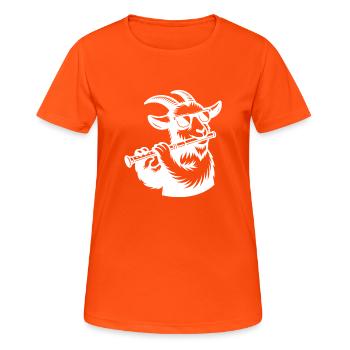 Silhouette de chèvres avec flûte à la ferme - T-shirt respirant Femme - orange néon - Devant - AI Model Female 172 dark (172cm)