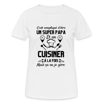 Super papa cuisinier - T-shirt respirant Femme - blanc - Devant - AI Model Female 172 dark (172cm)