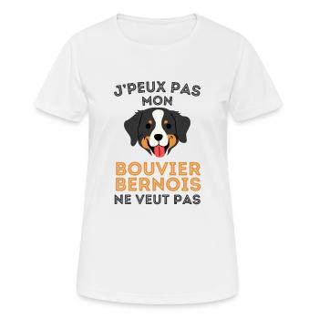 Chien de race bouvier bernois - T-shirt respirant Femme - blanc - Devant - AI Model Female 172 dark (172cm)