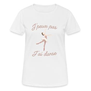 Je peux pas j ai danse danseuse - T-shirt respirant Femme - blanc - Devant - AI Model Female 172 dark (172cm)