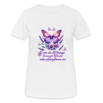 Alles durch Christus Phil 4,13 Schmetterling - Frauen T-Shirt atmungsaktiv - Weiß - Vorne - AI Model Female 172 dark (172cm)