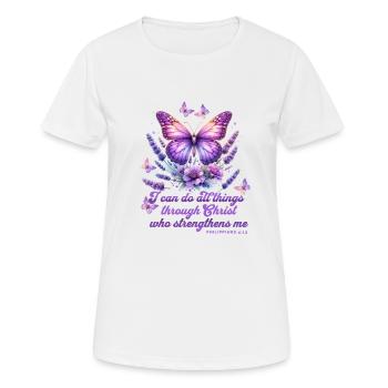 Alles durch Christus Phil 4,13 Schmetterling - Frauen T-Shirt atmungsaktiv - Weiß - Vorne - AI Model Female 172 dark (172cm)