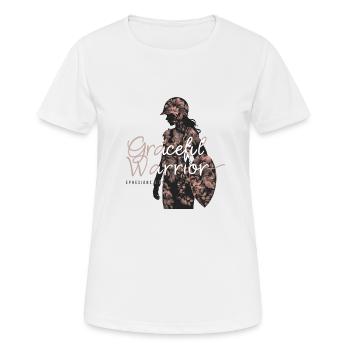 Anmutige Kriegerin Blumenhintergrund Design - Frauen T-Shirt atmungsaktiv - Weiß - Vorne - AI Model Female 172 dark (172cm)