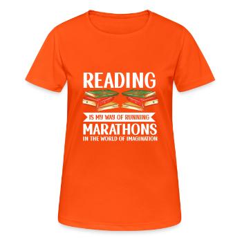 Reading Bookworm - Women's Breathable T-Shirt - neon orange - Front - AI Model Female 172 dark (172cm)