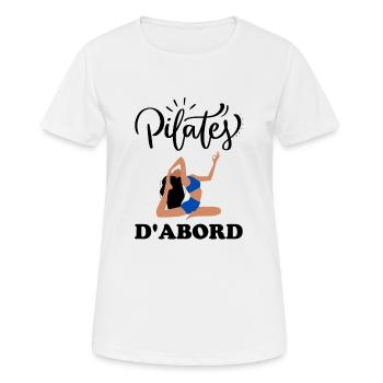 Pilates zen yoga - T-shirt respirant Femme - blanc - Devant - AI Model Female 172 dark (172cm)