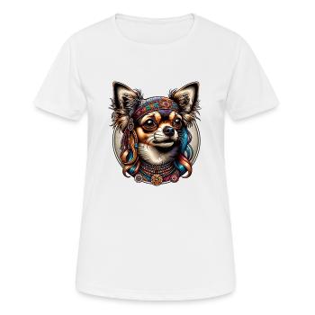 Chihuahua Hippie Amour Paix Coloré - T-shirt respirant Femme - blanc - Devant - AI Model Female 172 dark (172cm)