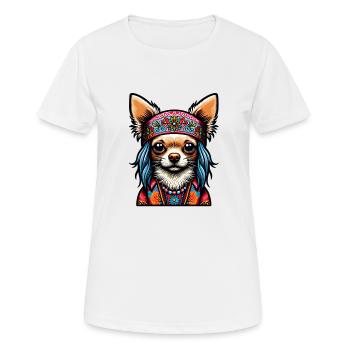 Chihuahua Hippie Love Peace Colorful Design - Women's Breathable T-Shirt - white - Front - AI Model Female 172 dark (172cm)
