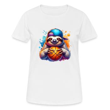 Lustiger Basketball Spielender Faultier - Frauen T-Shirt atmungsaktiv - Weiß - Vorne - AI Model Female 172 dark (172cm)