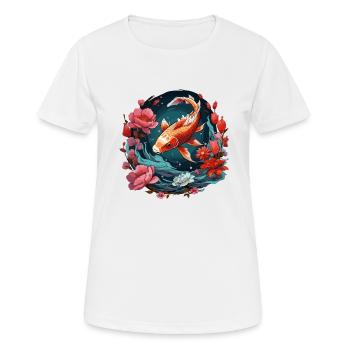 Vintage 80er Retro Japanisch Asiatisch Koi Karpfen - Frauen T-Shirt atmungsaktiv - Weiß - Vorne - AI Model Female 172 dark (172cm)