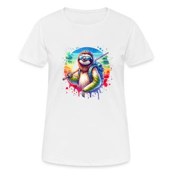 Conception décontractée de paresseux de randonneur - T-shirt respirant Femme - blanc - Devant - AI Model Female 172 dark (172cm)