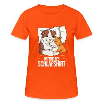 Chemise de nuit officielle cochon d’Inde - T-shirt respirant Femme - orange néon - Devant - AI Model Female 172 dark (172cm)
