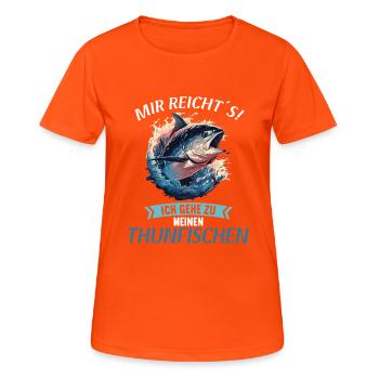 Thon Thunfische Thunfisch - T-shirt respirant Femme - orange néon - Devant - AI Model Female 172 dark (172cm)