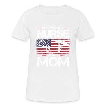 Mon infirmière préférée m’appelle maman Drapeau des États-Unis 4 juillet - T-shirt respirant Femme - blanc - Devant - AI Model Female 172 dark (172cm)