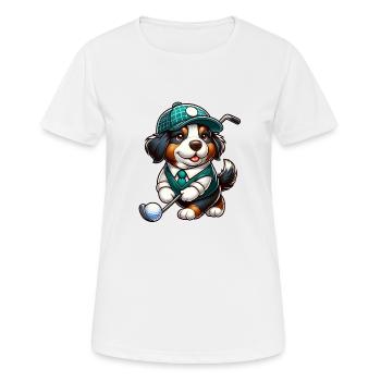 Lustiger Berner Sennenhund Golfer Design - Frauen T-Shirt atmungsaktiv - Weiß - Vorne - AI Model Female 172 dark (172cm)