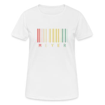 Meyer Family Name Bar Code Barcode Gift - Women's Breathable T-Shirt - white - Front - AI Model Female 172 dark (172cm)