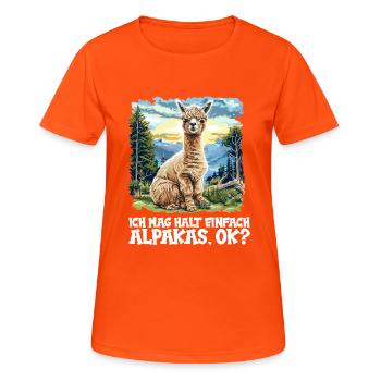 Alpaca Alpakas Alpaka - Frauen T-Shirt atmungsaktiv - Neonorange - Vorne - AI Model Female 172 dark (172cm)