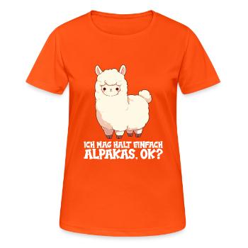 Alpaca Alpakas Alpaka - Frauen T-Shirt atmungsaktiv - Neonorange - Vorne - AI Model Female 172 dark (172cm)