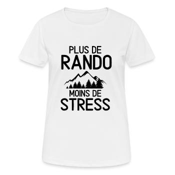 Plus de randonnée moins de stress - T-shirt respirant Femme - blanc - Devant - AI Model Female 172 dark (172cm)
