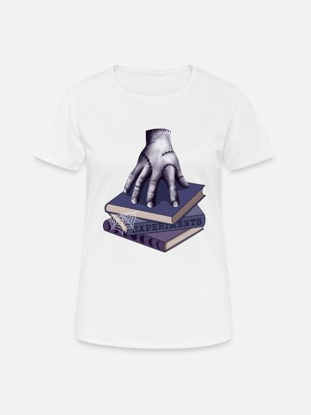 Main de zombie sur une pile de livres - T-shirt respirant Femme - blanc