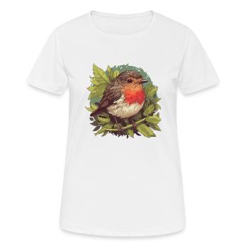 Robin Rotkehlchen - Frauen T-Shirt atmungsaktiv - Weiß - Vorne - AI Model Female 172 dark (172cm)