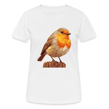 Robin Rotkehlchen - Frauen T-Shirt atmungsaktiv - Weiß - Vorne - AI Model Female 172 dark (172cm)