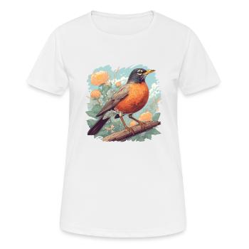Robin Rotkehlchen - Frauen T-Shirt atmungsaktiv - Weiß - Vorne - AI Model Female 172 dark (172cm)