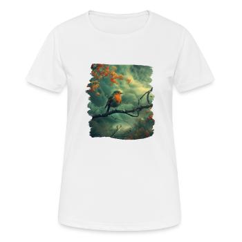Robin Rotkehlchen - Frauen T-Shirt atmungsaktiv - Weiß - Vorne - AI Model Female 172 dark (172cm)