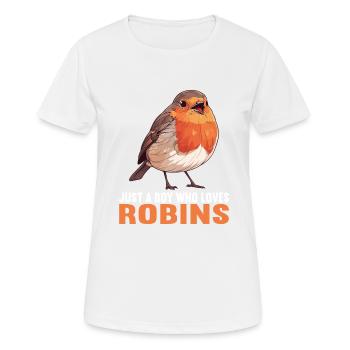Robin Rotkehlchen - Frauen T-Shirt atmungsaktiv - Weiß - Vorne - AI Model Female 172 dark (172cm)