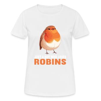 Robin Rotkehlchen - Frauen T-Shirt atmungsaktiv - Weiß - Vorne - AI Model Female 172 dark (172cm)