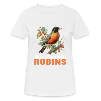 Robin Rotkehlchen - Frauen T-Shirt atmungsaktiv - Weiß - Vorne - AI Model Female 172 dark (172cm)