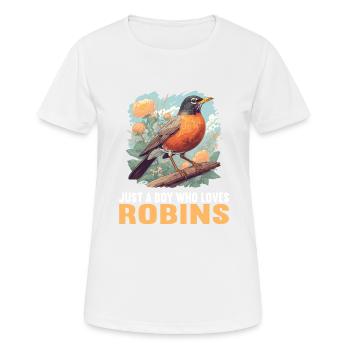 Robin Rotkehlchen - Frauen T-Shirt atmungsaktiv - Weiß - Vorne - AI Model Female 172 dark (172cm)