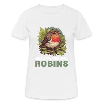 Robin Rotkehlchen - Frauen T-Shirt atmungsaktiv - Weiß - Vorne - AI Model Female 172 dark (172cm)