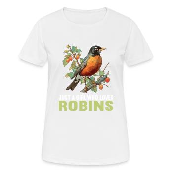 Robin Rotkehlchen - Frauen T-Shirt atmungsaktiv - Weiß - Vorne - AI Model Female 172 dark (172cm)
