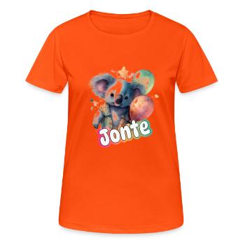 JONTE - Schöner Junge Name mit süßem PANDA - Frauen T-Shirt atmungsaktiv - Neonorange - Vorne - AI Model Female 172 dark (172cm)