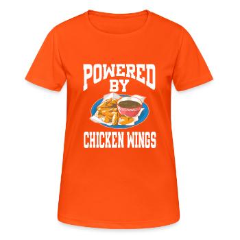 Powered By Chicken Wings - Frauen T-Shirt atmungsaktiv - Neonorange - Vorne - AI Model Female 172 dark (172cm)
