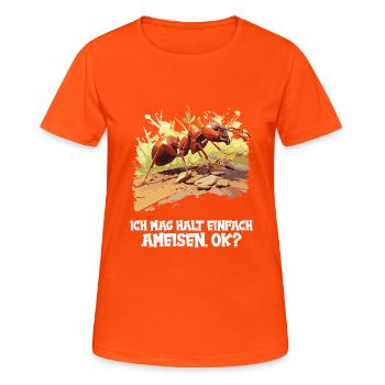 Ant Ameisen Ameise - Frauen T-Shirt atmungsaktiv - Neonorange - Vorne - AI Model Female 172 dark (172cm)
