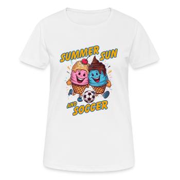 Soleil d’été Soccer Rire Coups de pied Cornets de crème glacée - T-shirt respirant Femme - blanc - Devant - AI Model Female 172 dark (172cm)