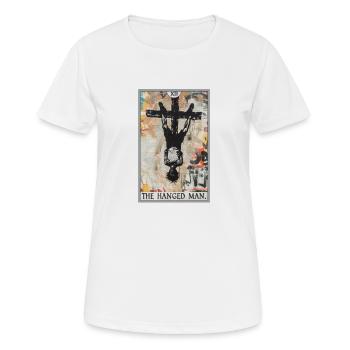 Carte de tarot Carte de tarot Le pendu - T-shirt respirant Femme - blanc - Devant - AI Model Female 172 dark (172cm)