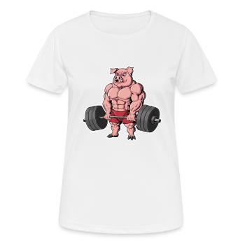Schwein Gewichtheben Fitness-Studio - Frauen T-Shirt atmungsaktiv - Weiß - Vorne - AI Model Female 172 dark (172cm)