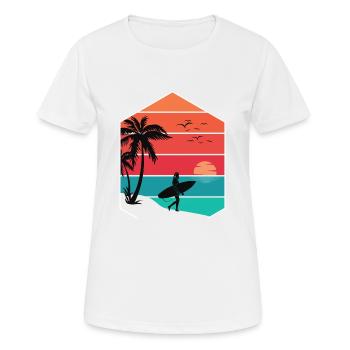 Plage surf été - T-shirt respirant Femme - blanc - Devant - AI Model Female 172 dark (172cm)