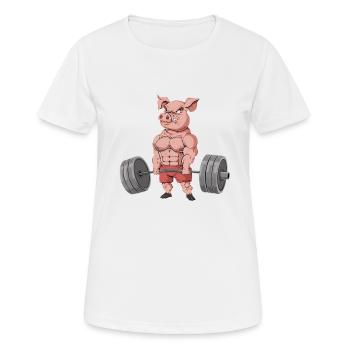 Schwein Gewichtheben Fitness-Studio - Frauen T-Shirt atmungsaktiv - Weiß - Vorne - AI Model Female 172 dark (172cm)