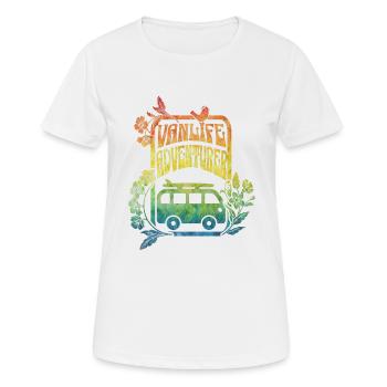 Vanlife - fleurs aux couleurs de l’arc-en-ciel - T-shirt respirant Femme - blanc - Devant - AI Model Female 172 dark (172cm)