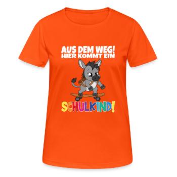 Écolier 2024 entrant à l'école - T-shirt respirant Femme - orange néon - Devant - AI Model Female 172 dark (172cm)