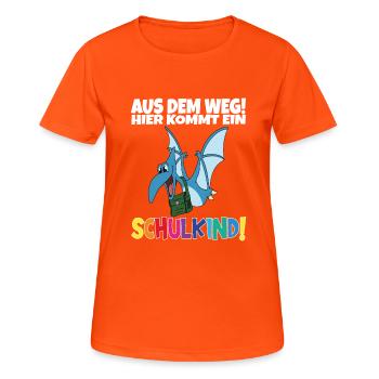 Écolier 2024 entrant à l'école - T-shirt respirant Femme - orange néon - Devant - AI Model Female 172 dark (172cm)