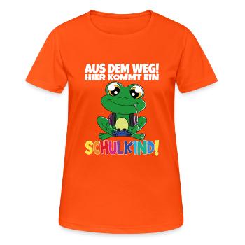 Écolier 2024 entrant à l'école - T-shirt respirant Femme - orange néon - Devant - AI Model Female 172 dark (172cm)