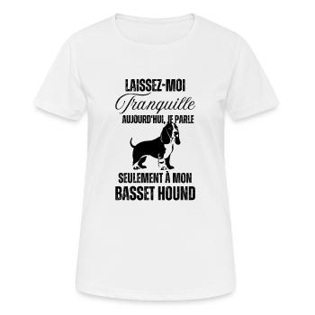 Chien doux basset hound - T-shirt respirant Femme - blanc - Devant - AI Model Female 172 dark (172cm)