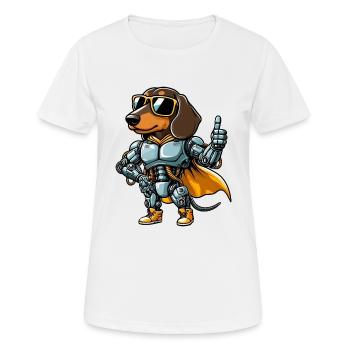Teckel Robot Cyborg Sci-Fi Chien Mech Design - T-shirt respirant Femme - blanc - Devant - AI Model Female 172 dark (172cm)